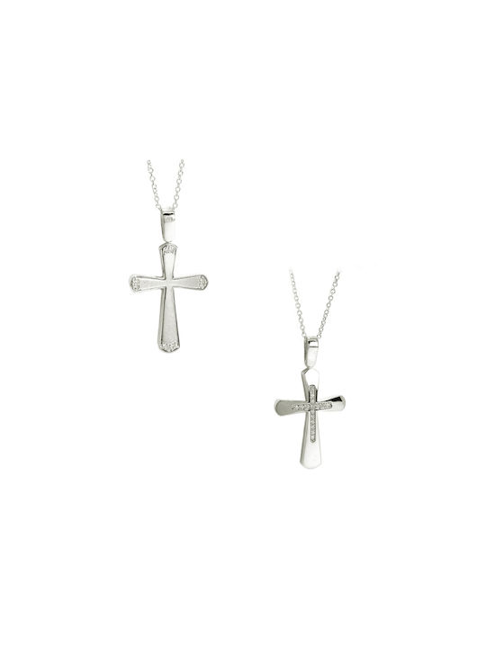 Art d or Damen Weißgold Kreuz 14K mit Kette