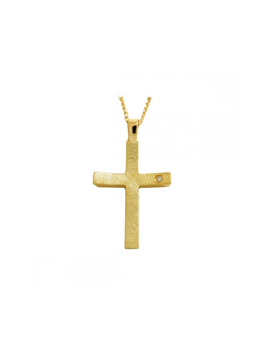 Art d or Damen Gold Kreuz 14K mit Kette