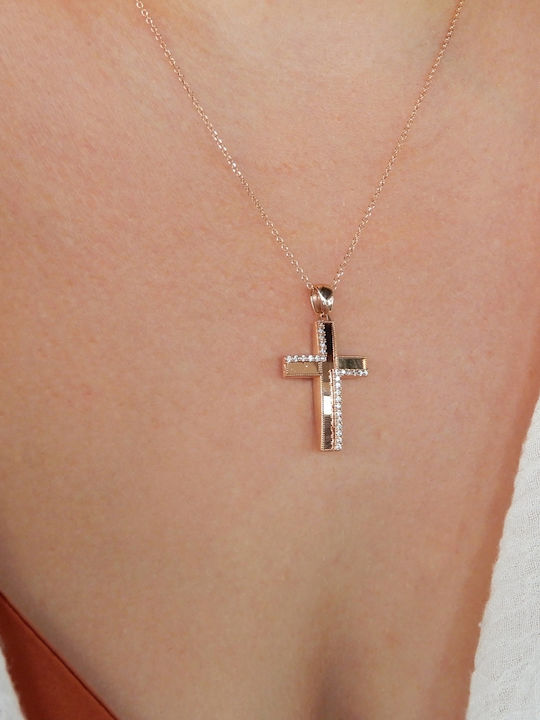 Art d or Women's Rose Gold Cross 14K with Chain