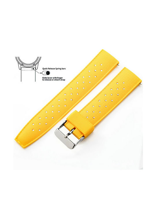 Quick Release Rubber Strap Yellow 22mm