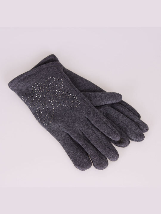 Women's Touch Gloves with Fur Gray