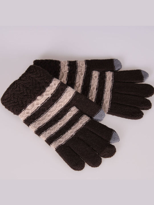 Unisex Knitted Touch Gloves Brown