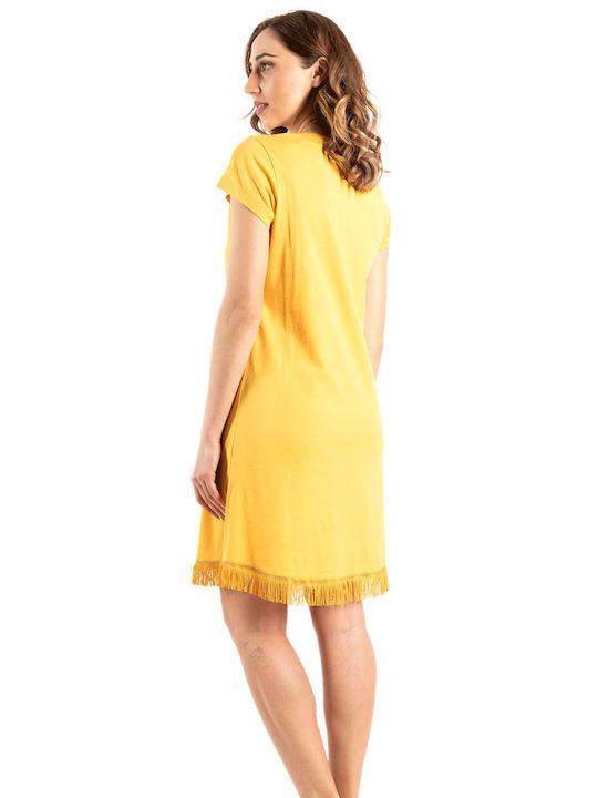 Vienetta Secret Women's Summer Cotton Nightgown Yellow