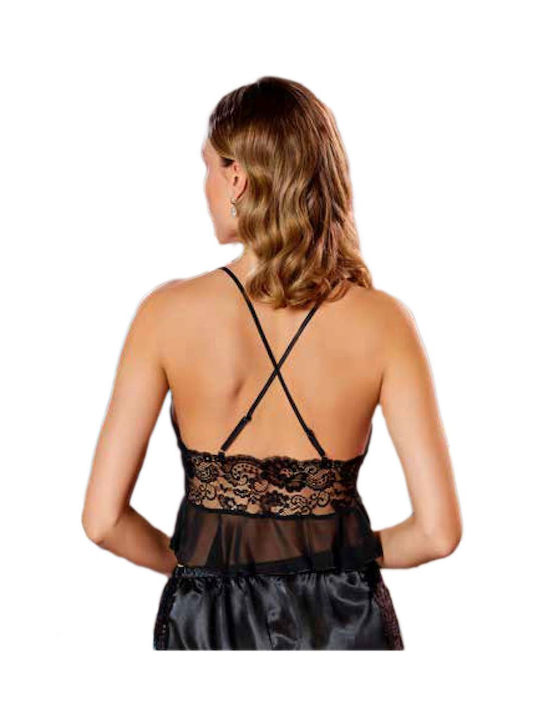 FMS Winter Damen Robe mit Pyjama Schwarz