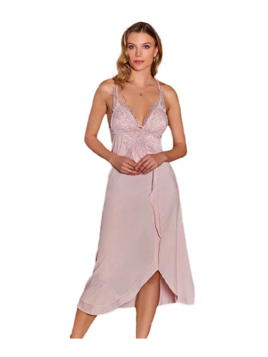 FMS Winter Bridal Women's Robe with Nightdress Pink