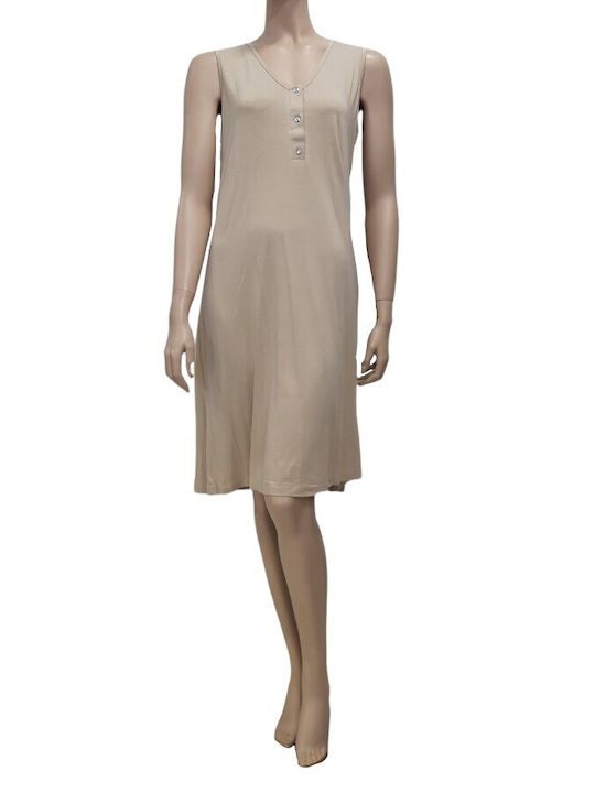 Claire Katrania Summer Women's Robe with Nightdress Beige