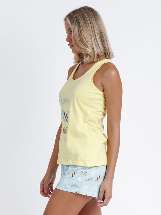 Admas Summer Women's Pyjama Set Cotton Yellow