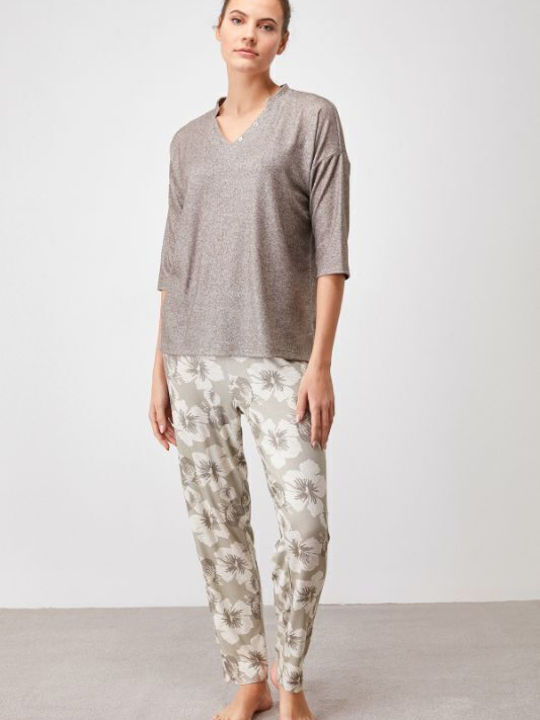 Penye Mood Winter Damen Pyjama-Set Weiß