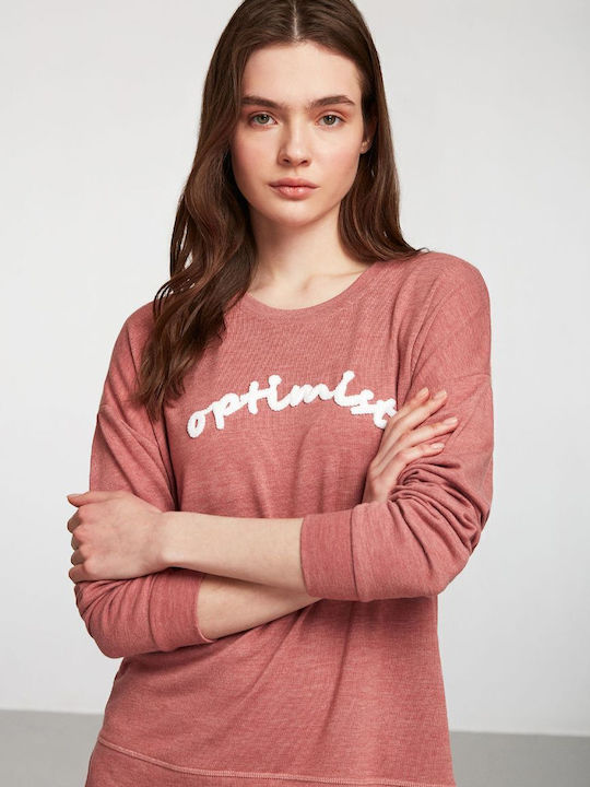 Penye Mood Winter Damen Pyjama-Set Rosa Optimist