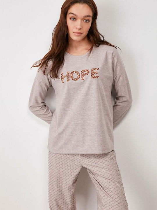 Catherine's Winter Damen Pyjama-Set Beige