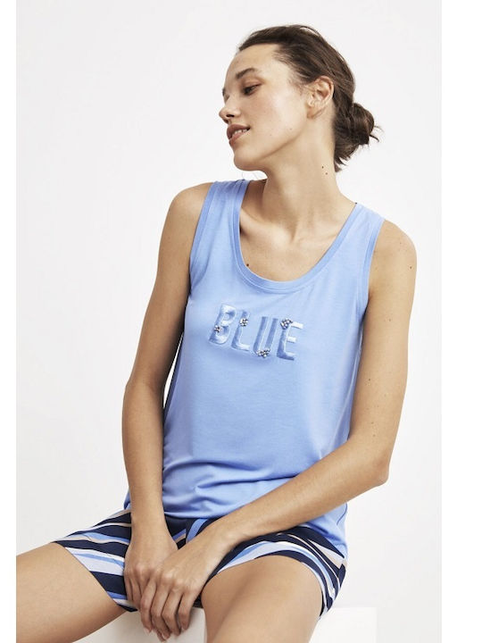 Catherine's Sommer Damen Pyjama-Set Hellblau