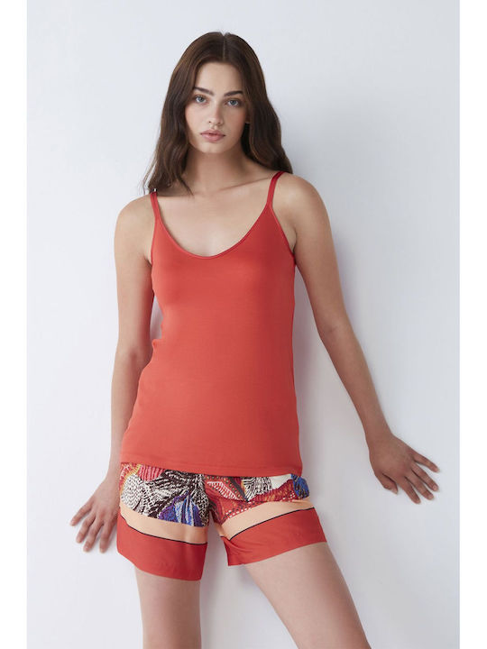 Penye Mood Sommer Damen Pyjama-Set Burgundisch 8697361091673
