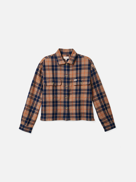 Bowery Women's Flannel Femeie Bej Overshirt