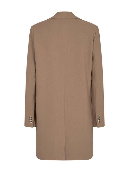 Mos Mosh Women's Midi Coat with Buttons Beige