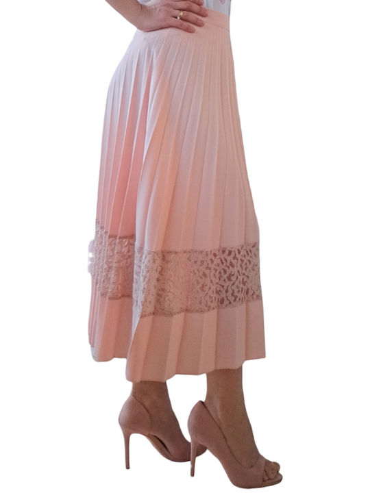 Remix Pleated Midi Skirt in Pink color