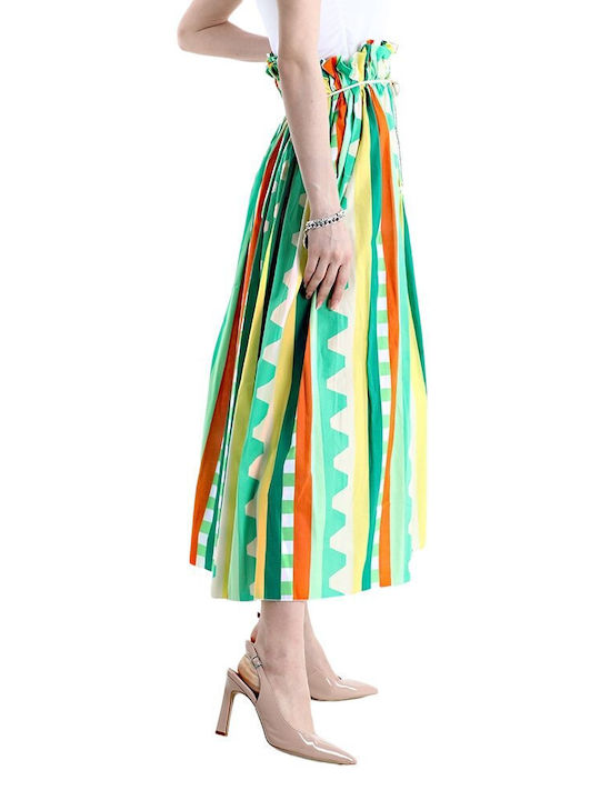 Remix Midi Skirt in Green color