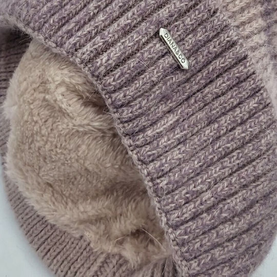 Pom Pom Beanie Frauen Beanie Gestrickt in Flieder Farbe
