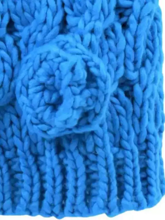 Beanie Γυναικείος Σκούφος με Πλεξούδες σε Μπλε χρώμα