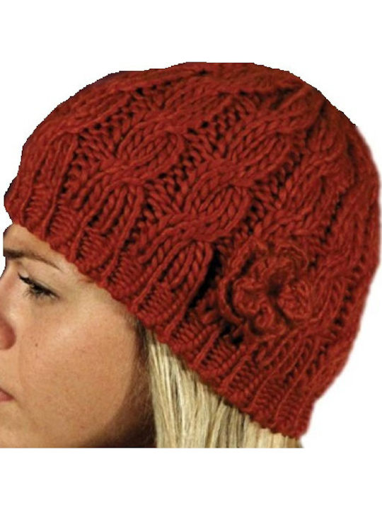 Beanie Γυναικείος Σκούφος με Πλεξούδες σε Μπορντό χρώμα