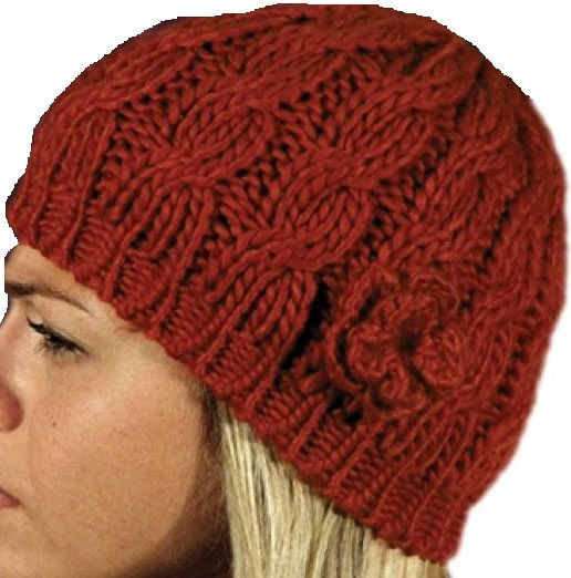 Beanie Frauen Beanie mit Strickmuster in Burgundisch Farbe