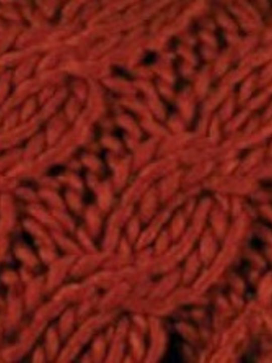 Beanie Γυναικείος Σκούφος με Πλεξούδες σε Μπορντό χρώμα