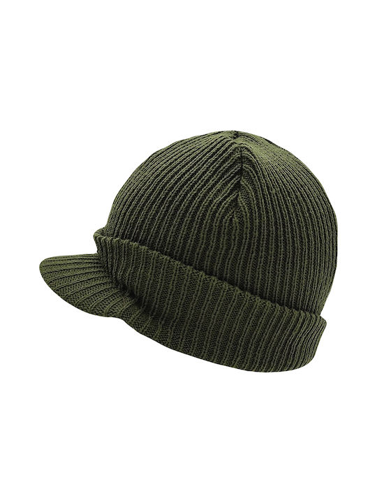 Beanie Männer Beanie mit Rippstrick in Khaki Farbe