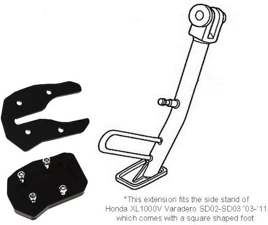 Moto Discovery Motorcycle Side Stand Extension in Black Color 002346
