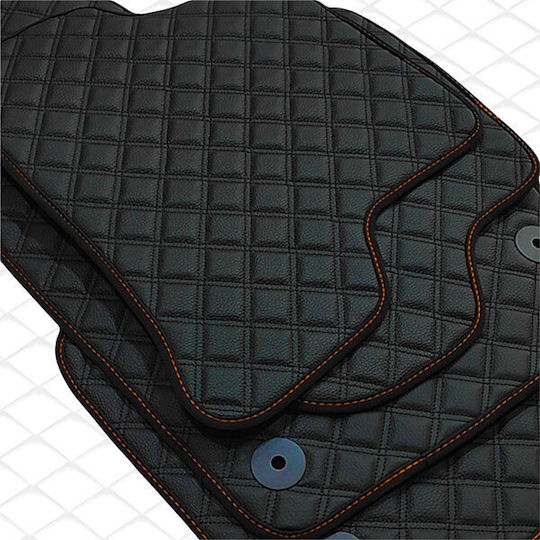 Комплект от 4 броя Nissan Z-350 Technoleather стелки Cube черни с оранжева бродерия