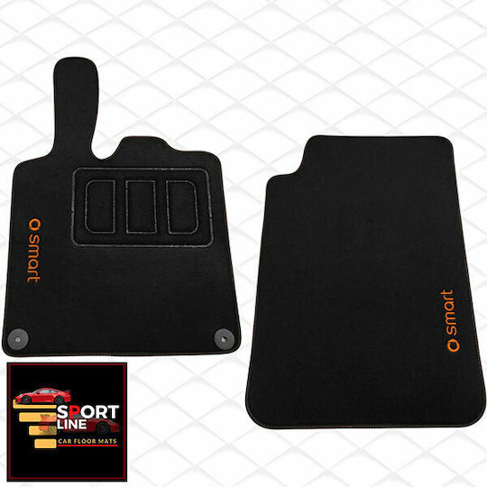 Μπροστινά Πατάκια 2τμχ για Smart ForTwo 2007-2014 Μαύρα