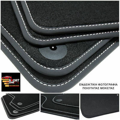 Opel Insignia 2008-2017 Teppichmatten Sport Line Schwarz mit Weißer Naht Weiße Stickerei Insignia Set aus 4 Teilen