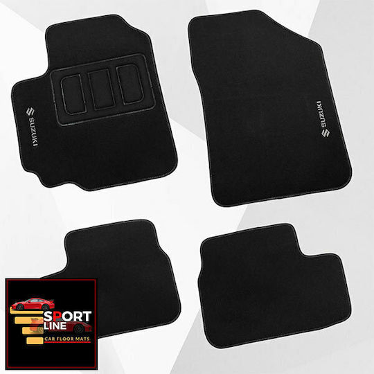 Covorașe Auto Suzuki Splash Sport Line Negru cu Cusături Gri Broderie Gri Suzuki Set de 4 Bucăți