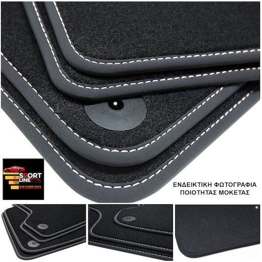 Set covorașe Mazda Mx-5 2005-2015 Sport Line Negru cu Cusături Albe Broderie Albă Mx-5 Set de 2 Bucăți