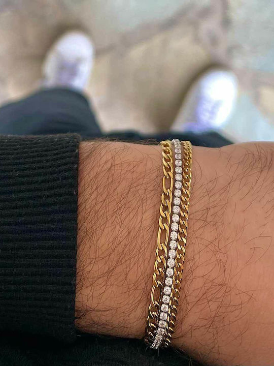 Goldjewels Figaro Chain Hand made of Steel Gold-plated Thin Thickness 3mm Goldjewels Figaro Chain Hand made of Steel Gold-plated Thin Thickness 3mm