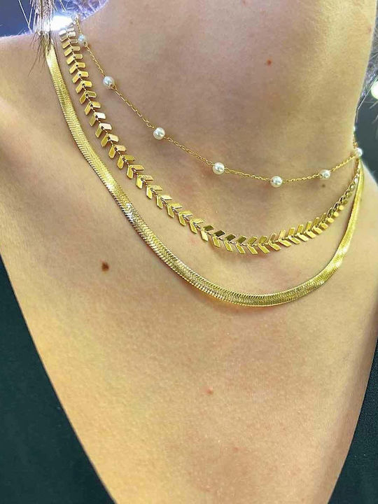 Goldjewels Chain Neck made of Steel Gold-plated Wide Thickness 6mm and Length 40cm