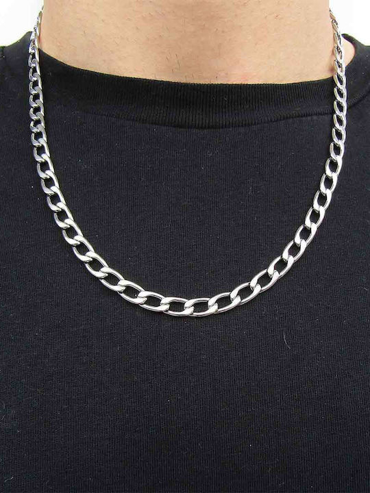 Goldjewels Αλυσίδα Λαιμού από Ατσάλι Φαρδιά Πάχους 7mm και Μήκους 60cm