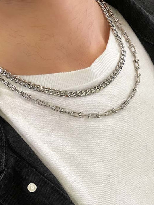 Goldjewels Chain Neck made of Steel Wide Thickness 6mm and Length 45cm