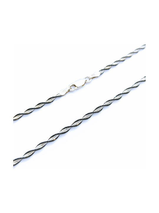 PS Silver Two-Tone Chain Neck Spiral made of Silver Thin Thickness 2.35mm and Length 50cm