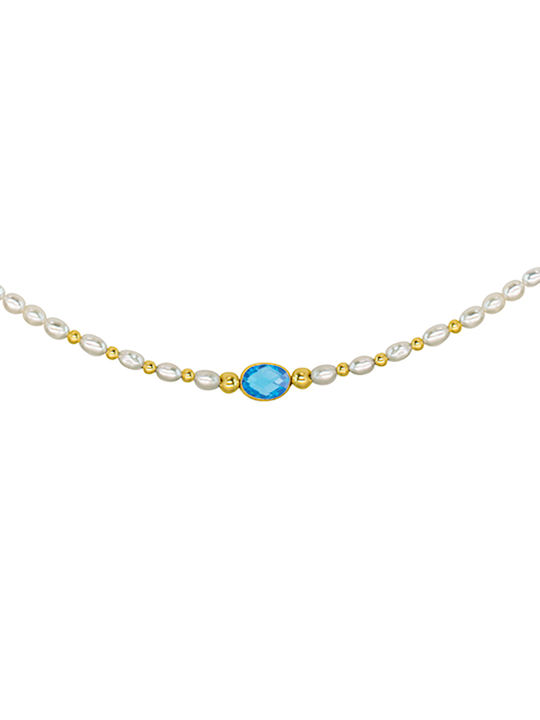 Gold Set Necklace & Bracelet with Pearls 14K