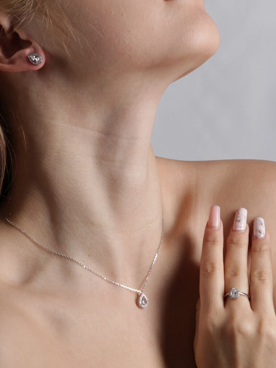 Verorama Set mit Halskette , Ohrringe & Ring aus Silber mit Steinen