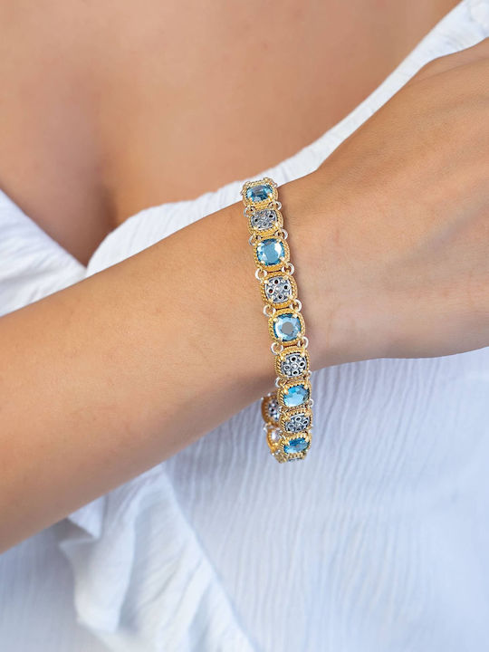 Set with Necklace & Bracelet from Silver Gold Plated with Stones