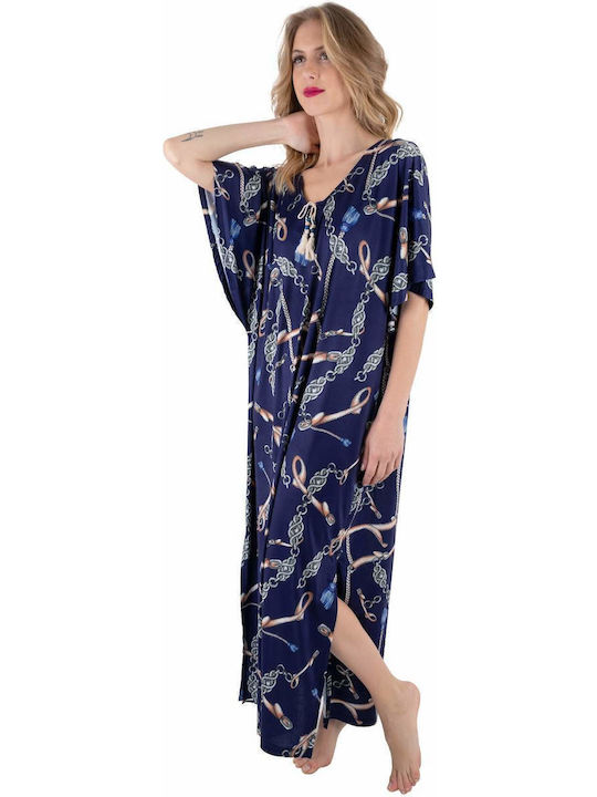 Claire Katrania Damen Maxi Kaftan Strand Marineblau