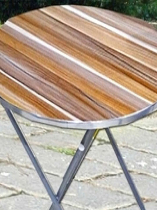 Outdoor Dinner Foldable Table with Wood Surface and Aluminum Frame Multicolour 80x80x75cm
