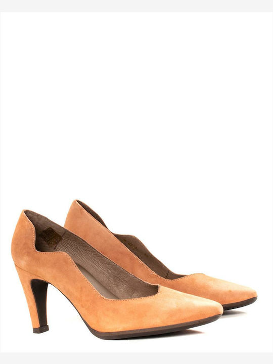 Wonders Suede Pointed Toe Beige Heels