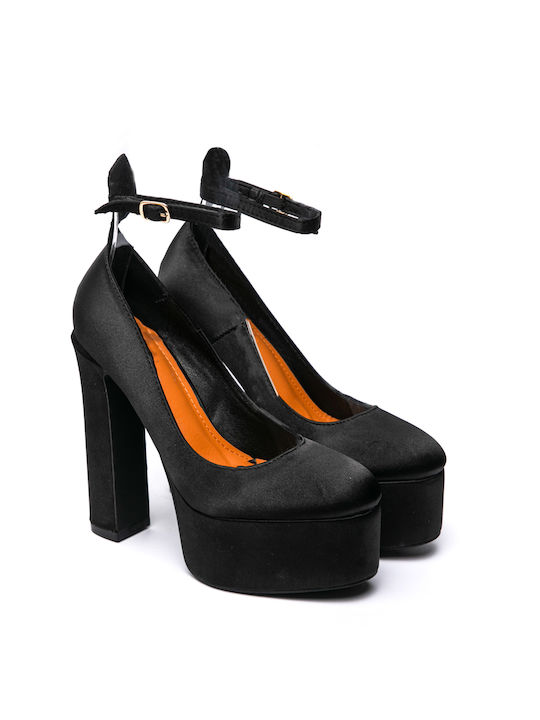 Malesa Black Heels with Strap