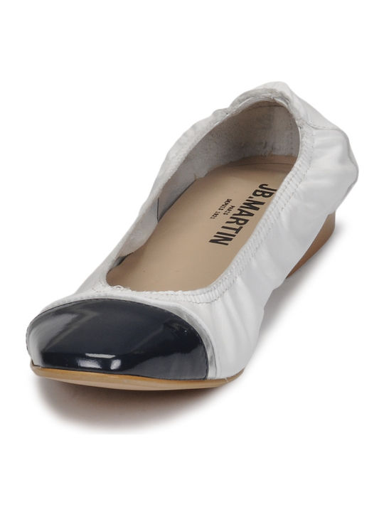 Lederne Damen Ballerinas Spitz zulaufend in Weiß Farbe