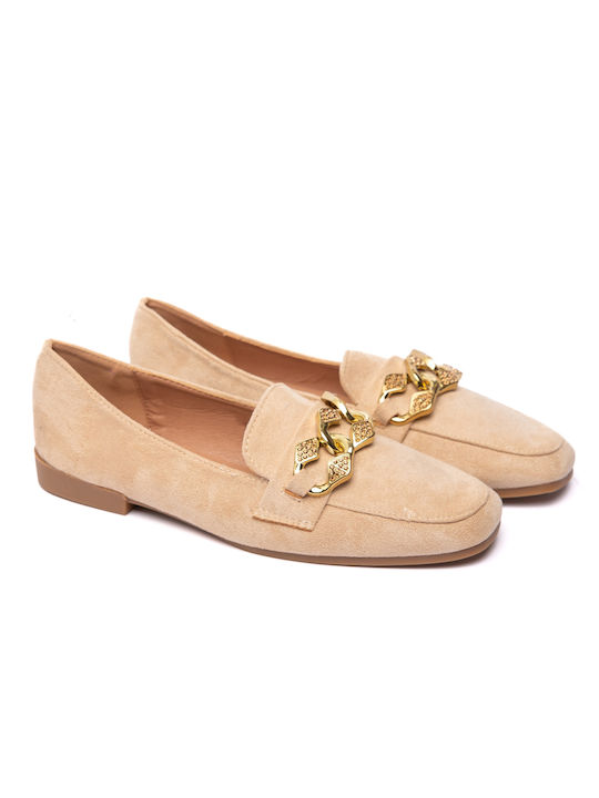 Malesa Women's Moccasins in Beige Color