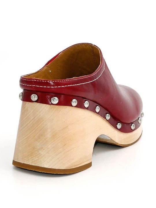 Sonnie Mules με Χοντρό Ψηλό Τακούνι σε Καφέ Χρώμα