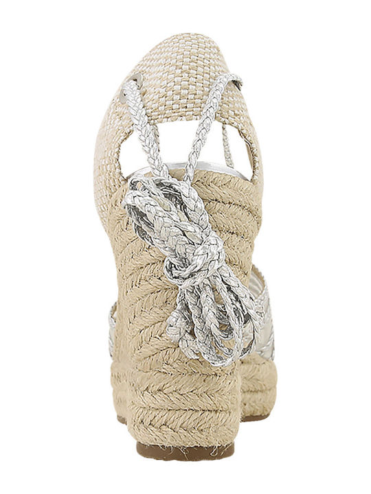 Platforme Dama În Stil Espadrile Argintii