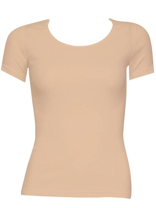 FMS Women's Short Sleeve Cotton T-Shirt Beige 2Pack