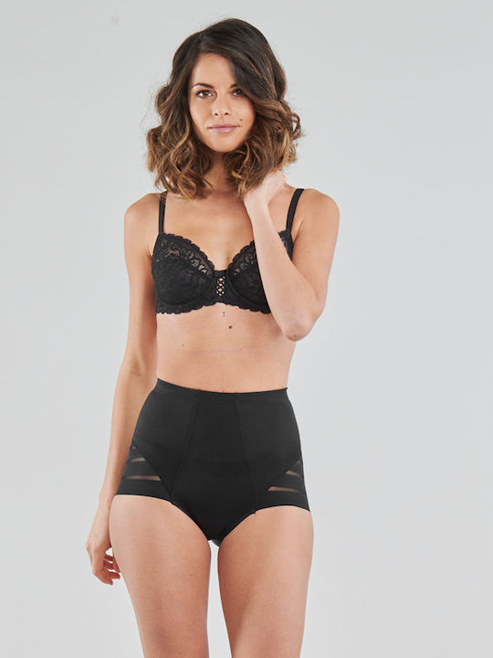 Diam's Control Culotte Haute High-waisted Women's Slip with Lace Black